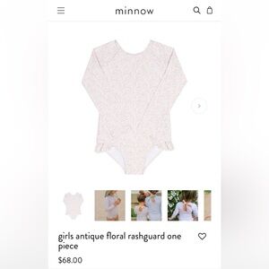 Minnow Girls Antique Floral Rashguard One Piece